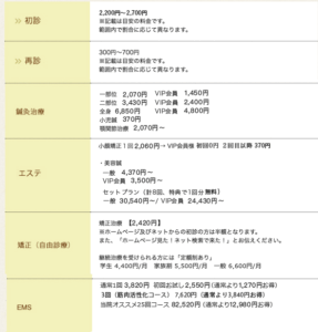 南千里山鍼灸整骨院メニュー